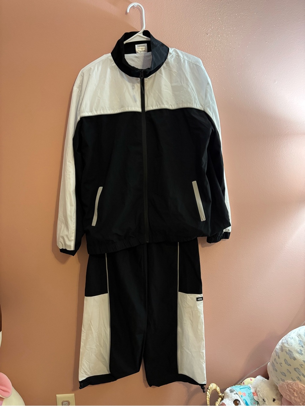 Women’s Black and White Colorblock Bomber Jacket and pants